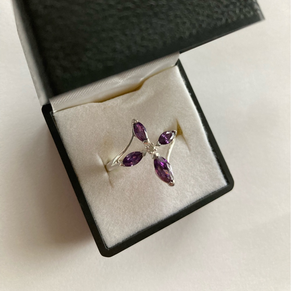 Cross Ring Amethyst and Silver with God all things are possible size 9